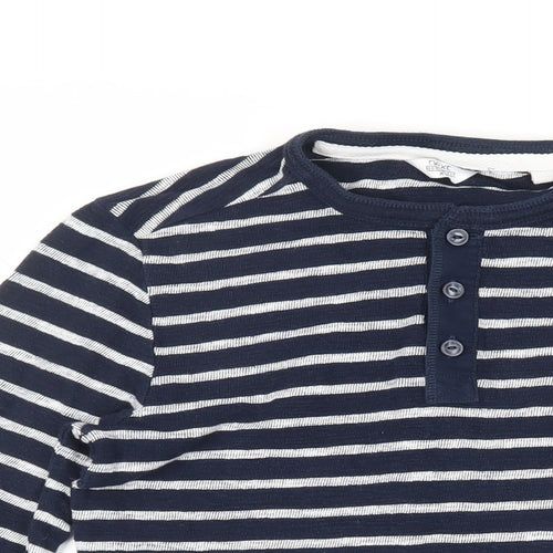 NEXT Mens Blue Striped Cotton T-Shirt Size XS Henley