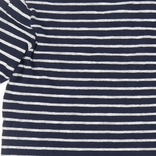 NEXT Mens Blue Striped Cotton T-Shirt Size XS Henley