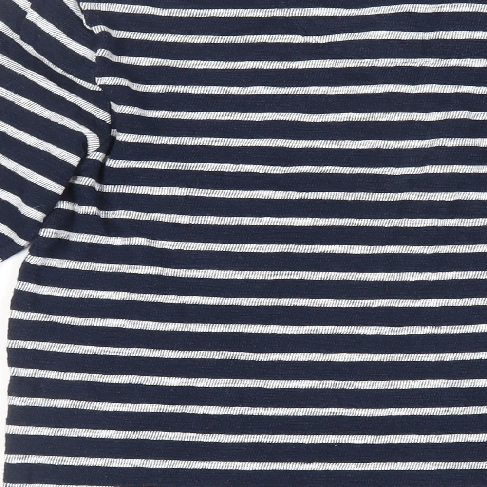 NEXT Mens Blue Striped Cotton T-Shirt Size XS Henley