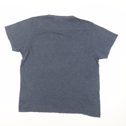 French Connection Mens Blue Cotton T-Shirt Size L Crew Neck - Pocket Detail