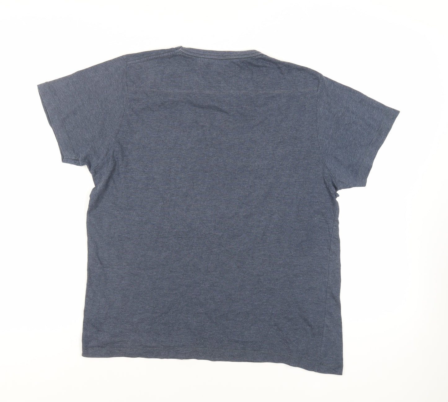 French Connection Mens Blue Cotton T-Shirt Size L Crew Neck - Pocket Detail