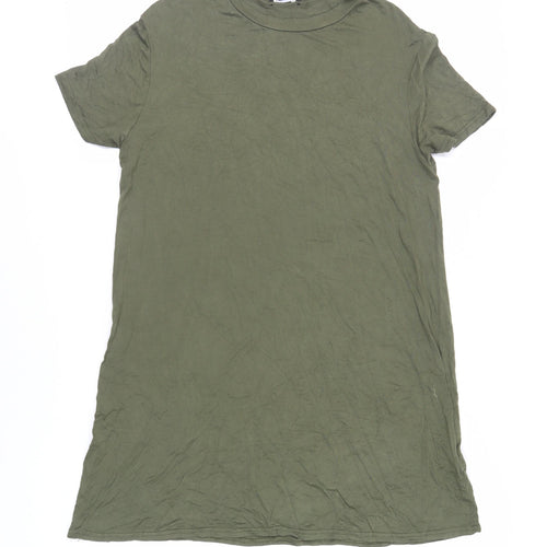 New Look Womens Green Viscose T-Shirt Dress Size 12 Crew Neck Pullover