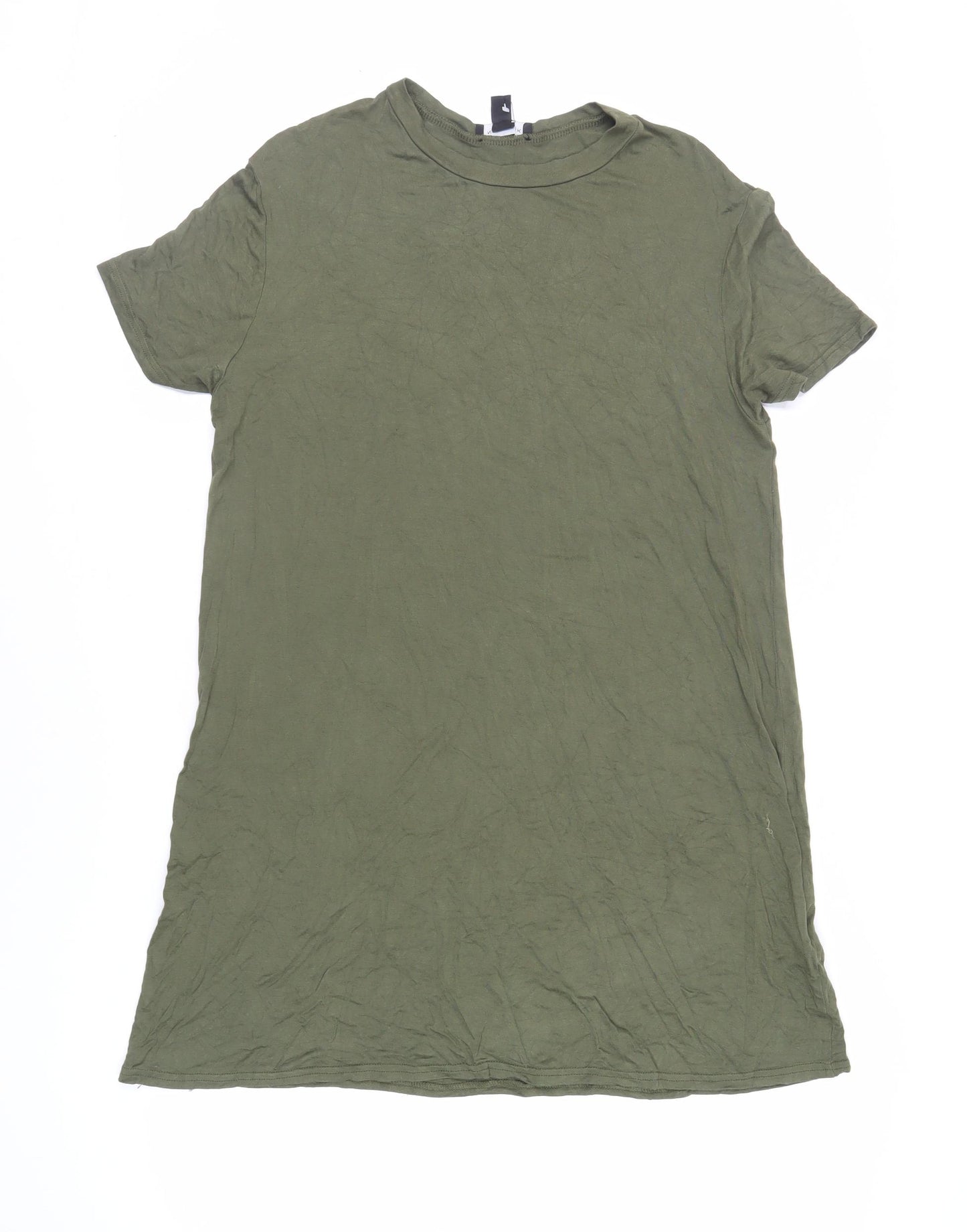 New Look Womens Green Viscose T-Shirt Dress Size 12 Crew Neck Pullover