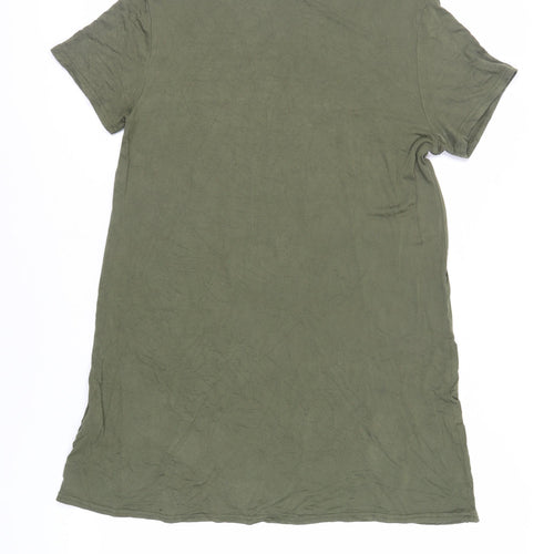 New Look Womens Green Viscose T-Shirt Dress Size 12 Crew Neck Pullover