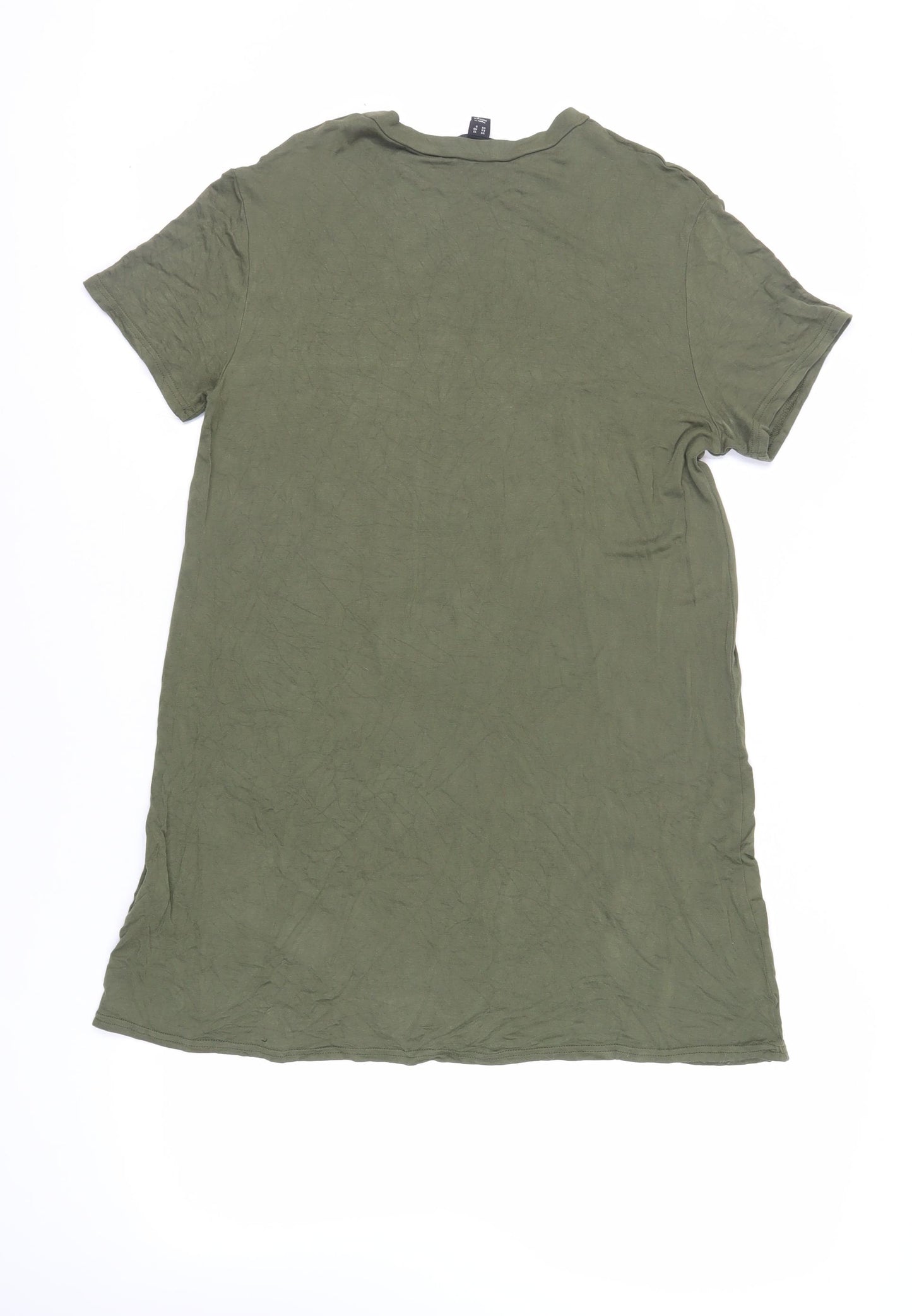 New Look Womens Green Viscose T-Shirt Dress Size 12 Crew Neck Pullover