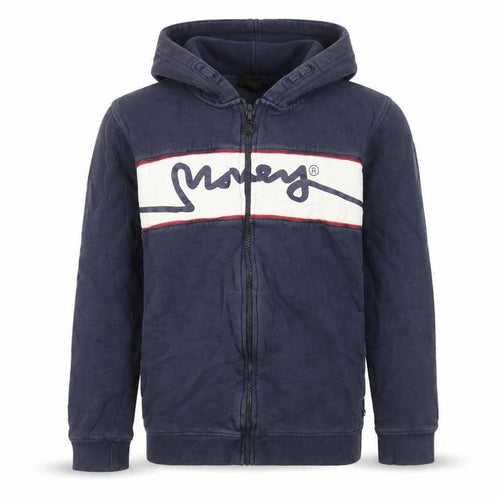 Money Boys Blue Cotton Full Zip Hoodie Size 12-13 Years Zip - Logo Pockets