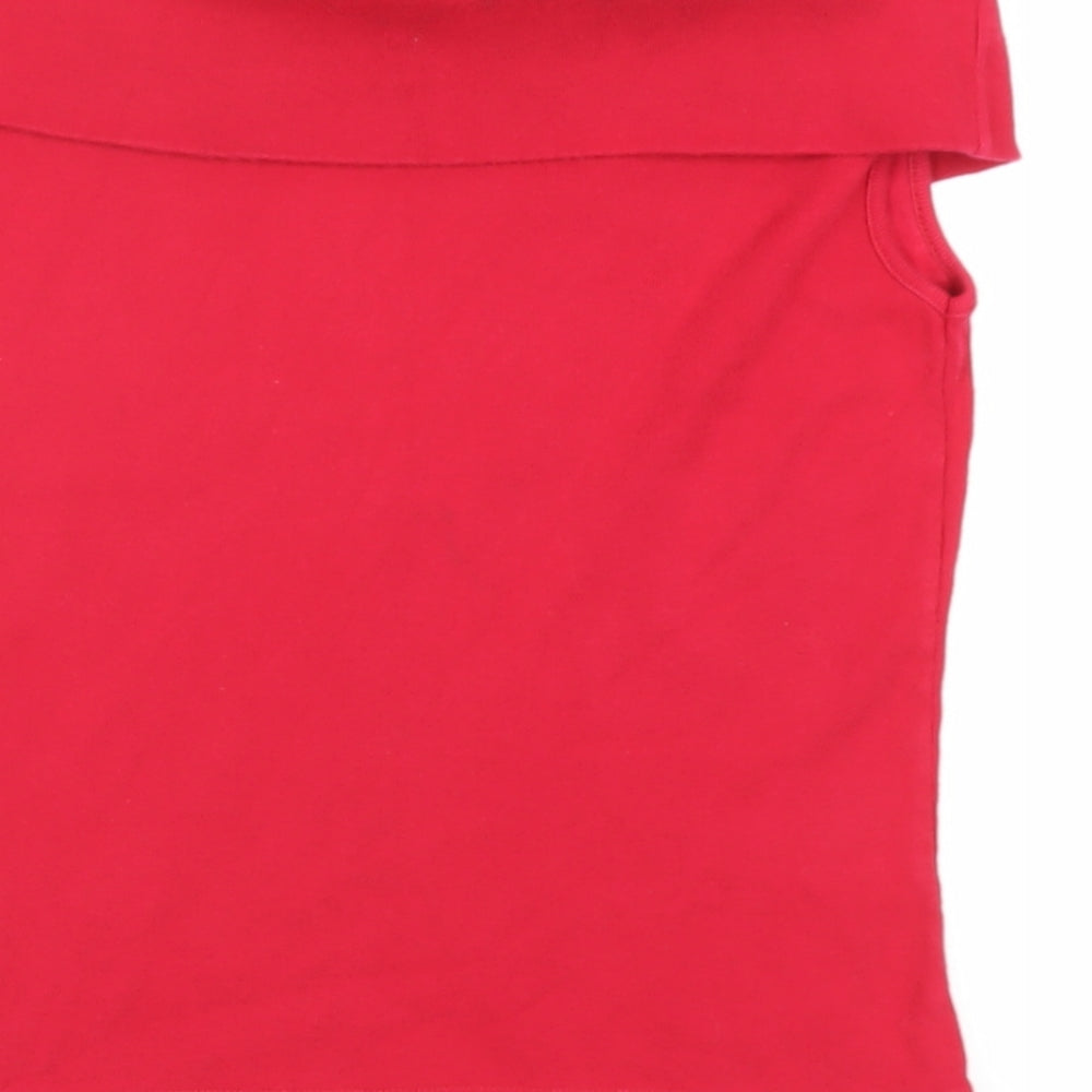 Dorothy Perkins Womens Red Cotton Basic Blouse Size 14 Off the Shoulder