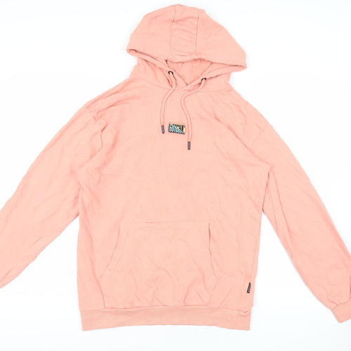 Gotcha Mens Pink Cotton Pullover Hoodie Size L - Logo Pockets
