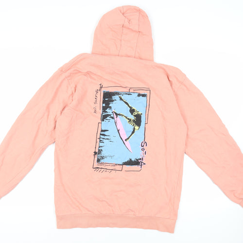 Gotcha Mens Pink Cotton Pullover Hoodie Size L - Logo Pockets
