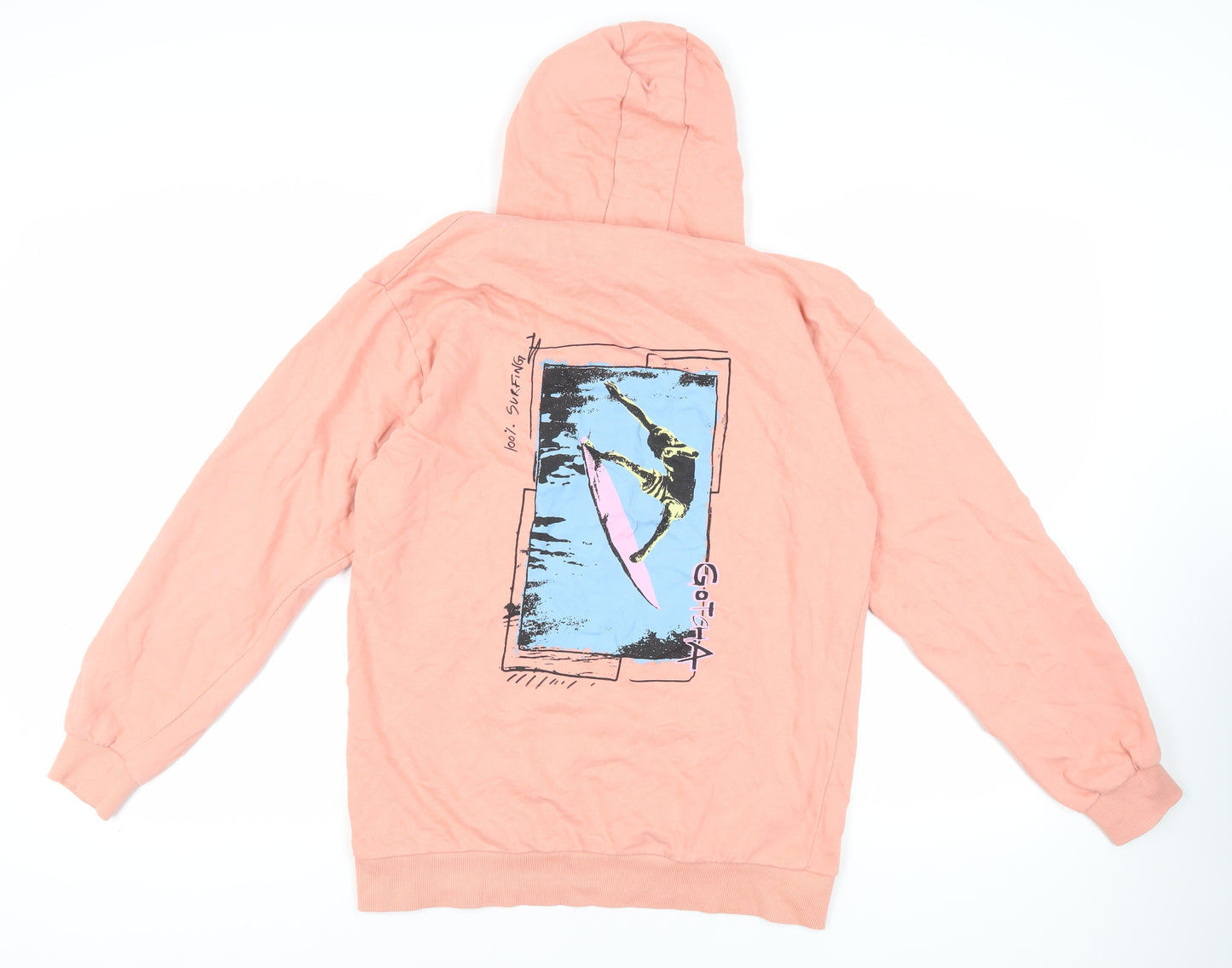 Gotcha Mens Pink Cotton Pullover Hoodie Size L - Logo Pockets