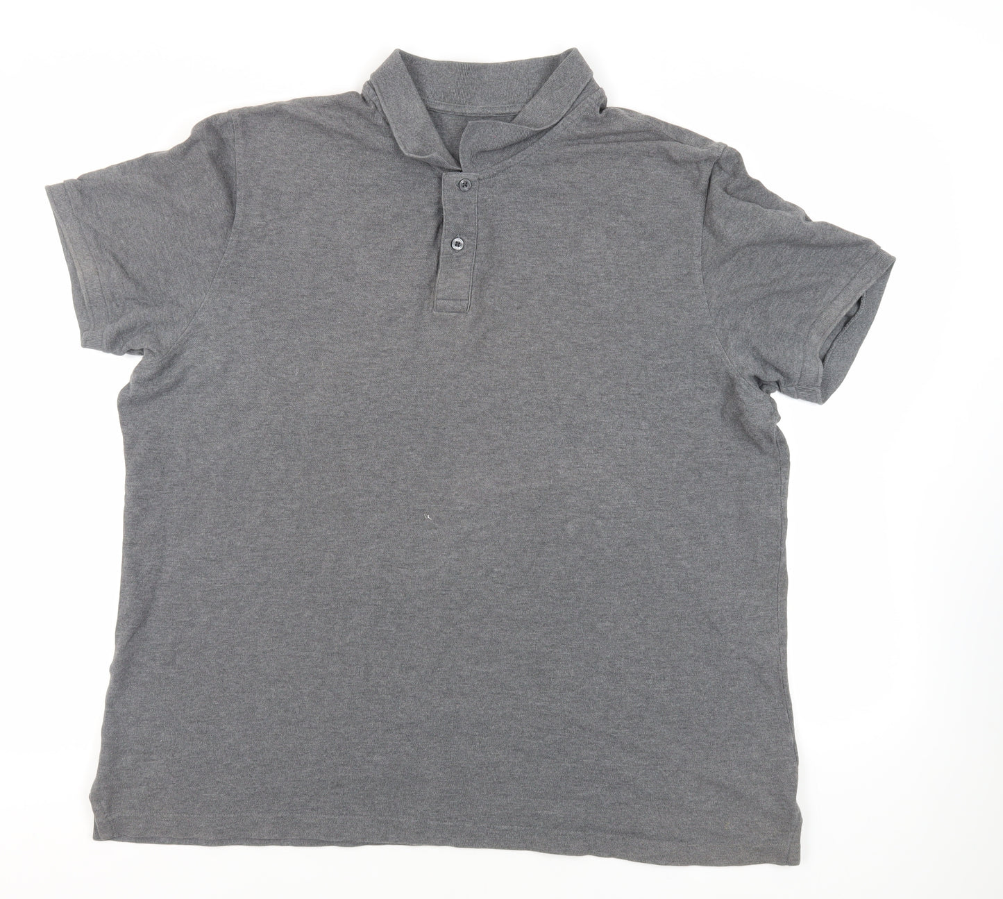 Marks and Spencer Mens Grey Cotton Polo Size 2XL Collared Button