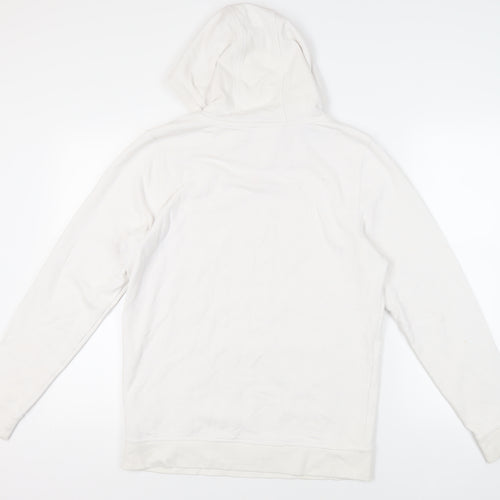 Kappa Mens White Cotton Pullover Hoodie Size L - Logo Pockets