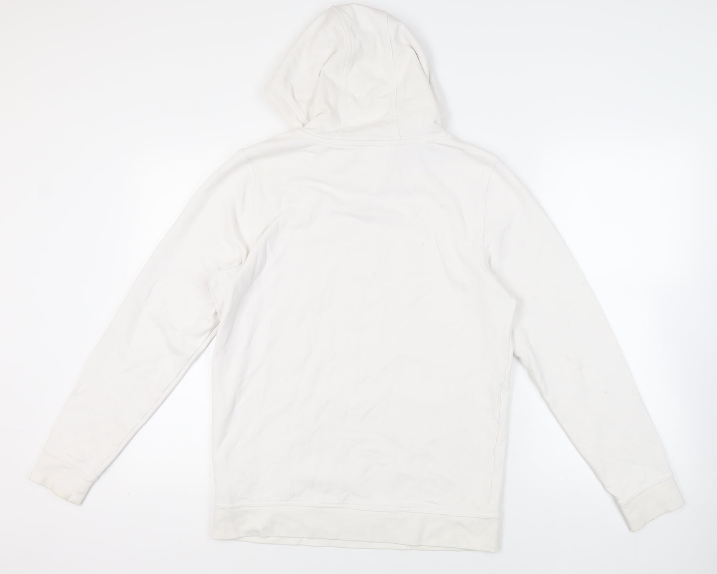 Kappa Mens White Cotton Pullover Hoodie Size L - Logo Pockets