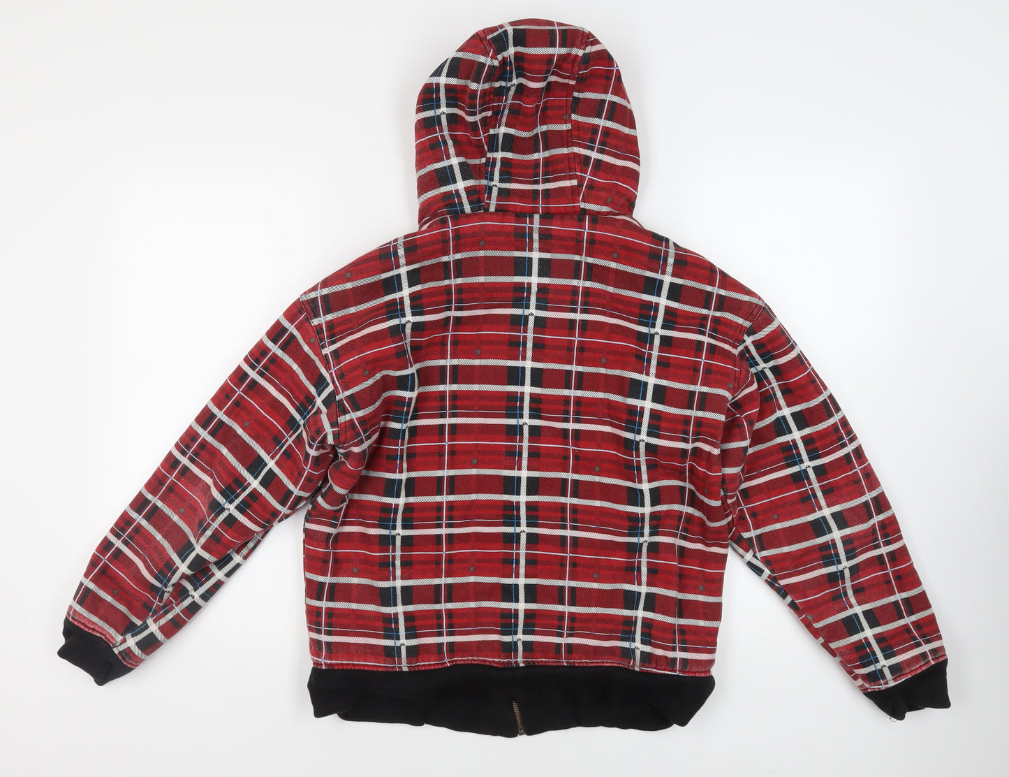 Quicksilver Mens Red Plaid Jacket Size M Zip - Hooded