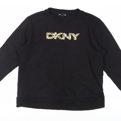 DKNY Jeans Womens Blue Cotton Pullover Sweatshirt Size L Pullover - Logo Sequin