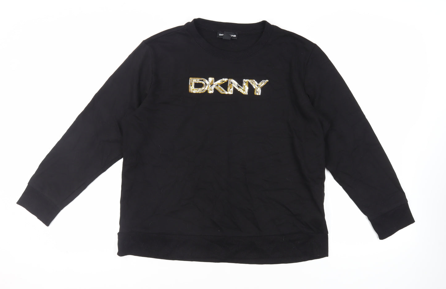 DKNY Jeans Womens Blue Cotton Pullover Sweatshirt Size L Pullover - Logo Sequin