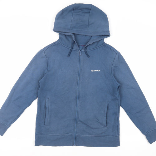 LA Gear Womens Blue Cotton Full Zip Hoodie Size M Zip - Logo Pockets