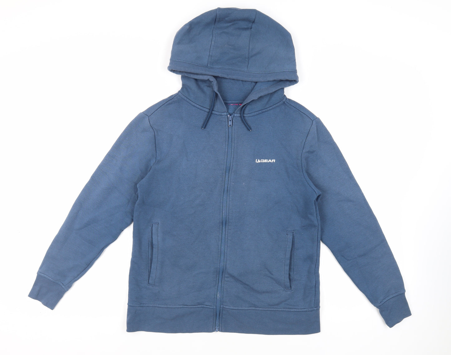 LA Gear Womens Blue Cotton Full Zip Hoodie Size M Zip - Logo Pockets