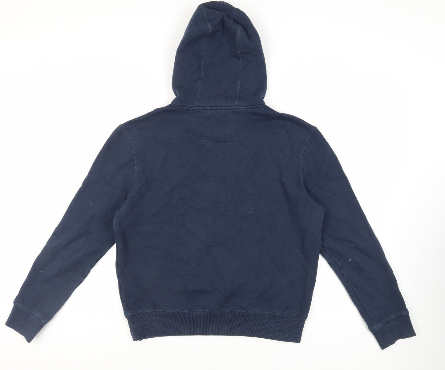 Crew Clothing Mens Blue Cotton Pullover Hoodie Size M - Logo Pockets