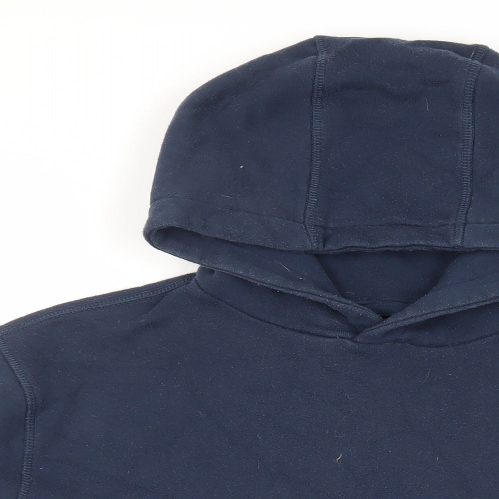 Crew Clothing Mens Blue Cotton Pullover Hoodie Size M - Logo Pockets