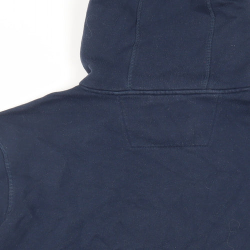 Crew Clothing Mens Blue Cotton Pullover Hoodie Size M - Logo Pockets