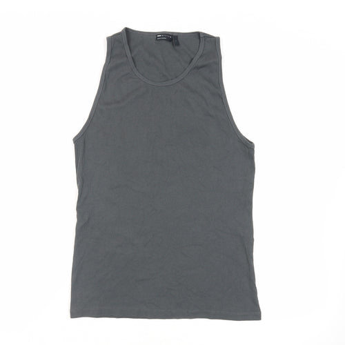 ASOS Womens Grey Cotton Basic Tank Size L Round Neck - Ribbed