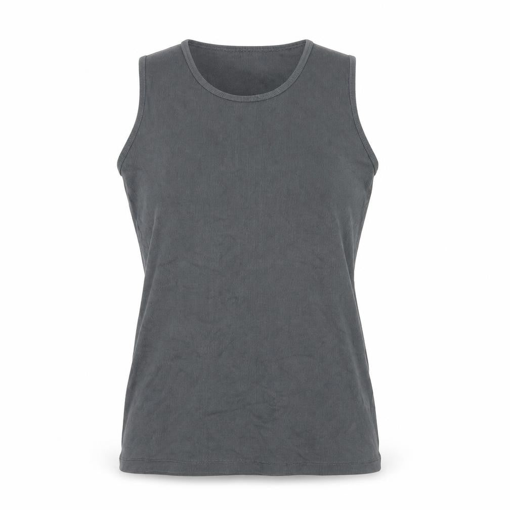 ASOS Womens Grey Cotton Basic Tank Size L Round Neck - Ribbed