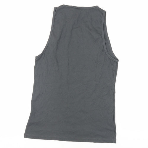 ASOS Womens Grey Cotton Basic Tank Size L Round Neck - Ribbed