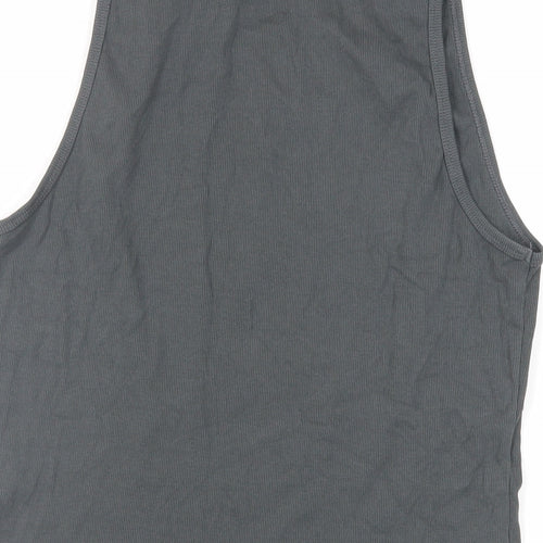 ASOS Womens Grey Cotton Basic Tank Size L Round Neck - Ribbed