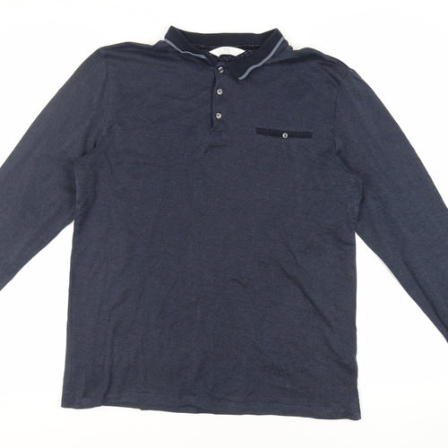 NEXT Mens Blue Cotton Polo Size XL Collared Button