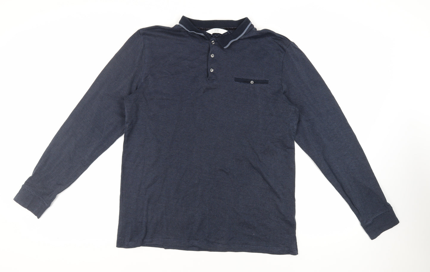 NEXT Mens Blue Cotton Polo Size XL Collared Button