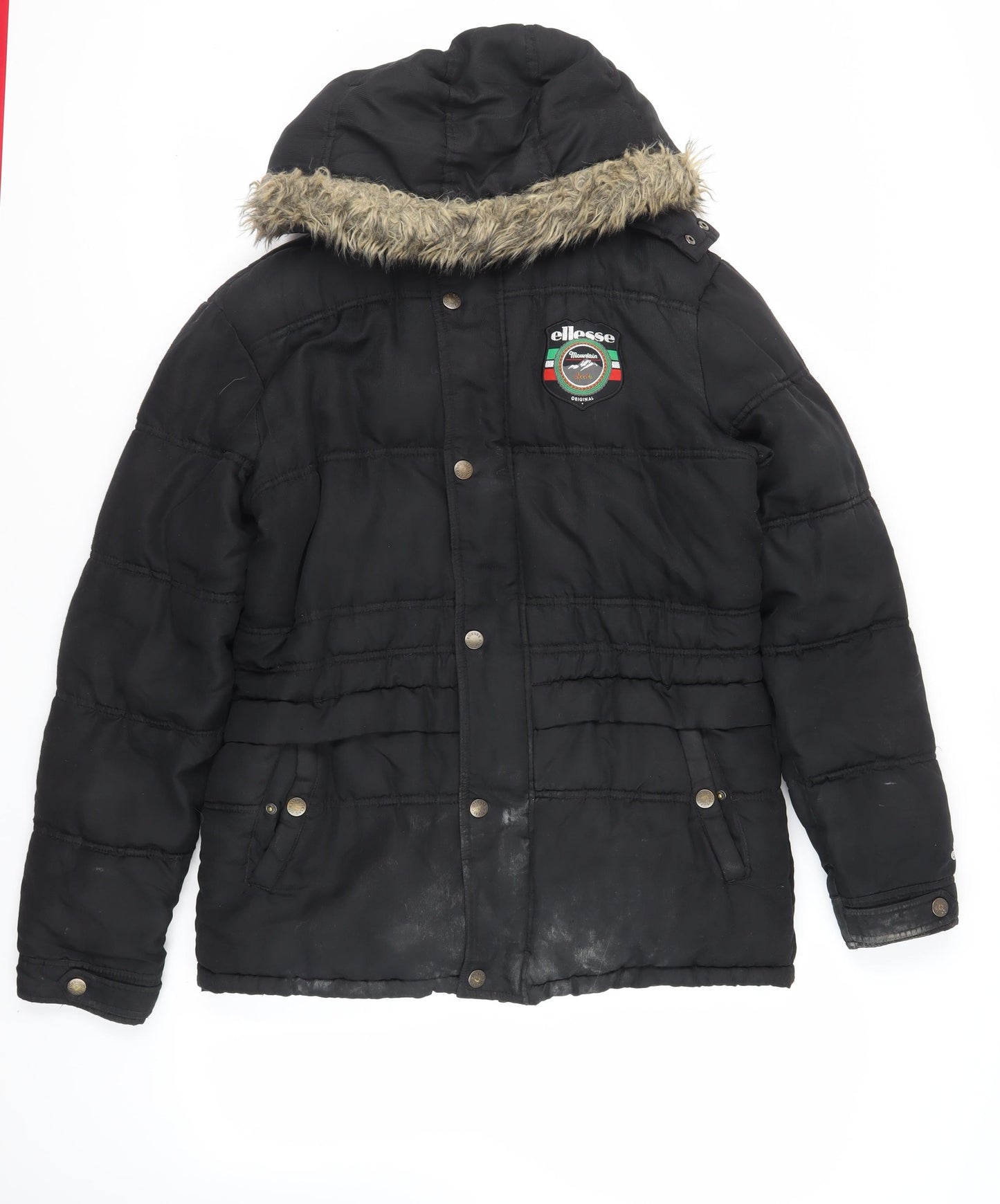 ellesse Womens Black Puffer Jacket Jacket Size M Zip - Logo Hooded