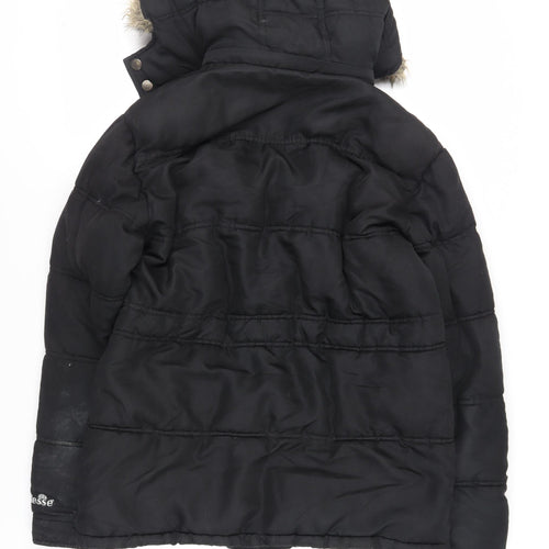 ellesse Womens Black Puffer Jacket Jacket Size M Zip - Logo Hooded