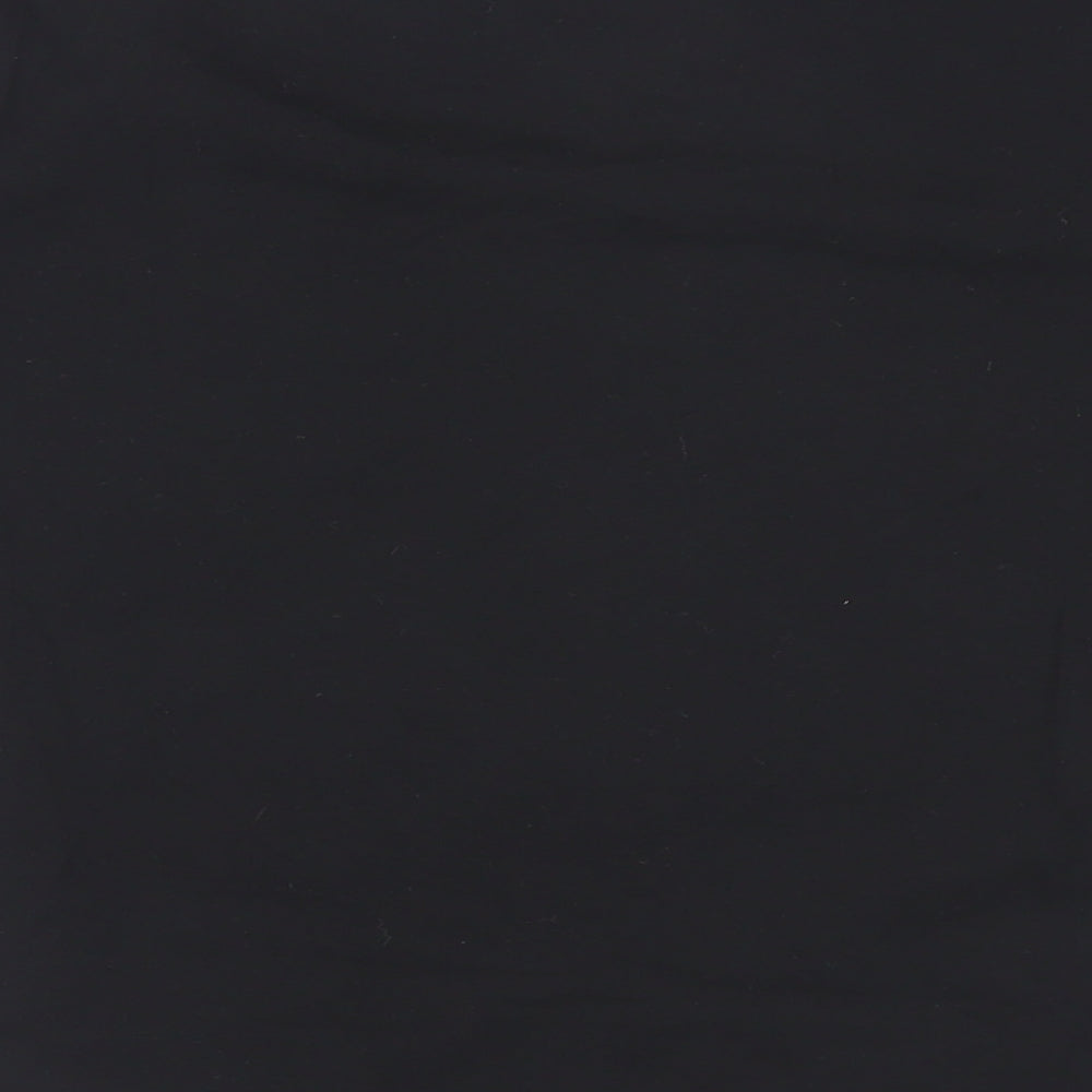 Marks and Spencer Womens Black Cotton Basic T-Shirt Size 12 Boat Neck
