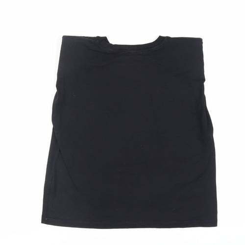 Zara Womens Black Cotton Basic T-Shirt Size S Crew Neck - Shoulder Pads