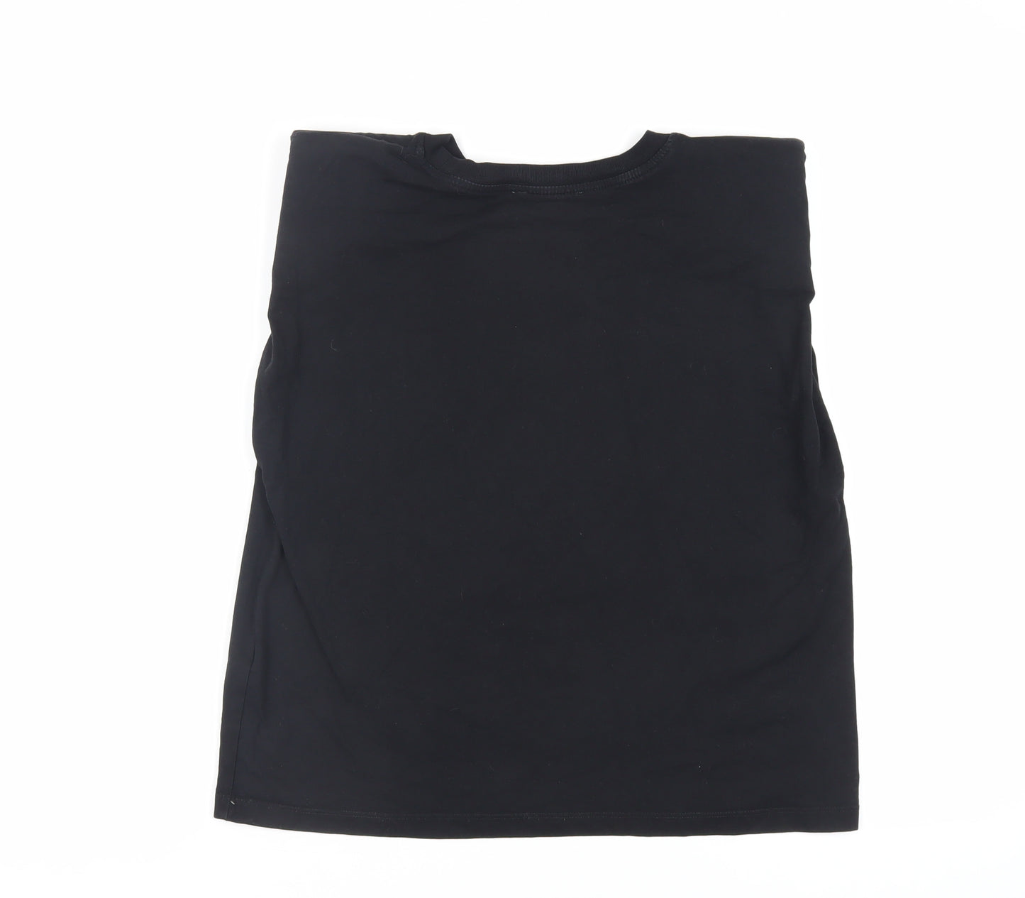 Zara Womens Black Cotton Basic T-Shirt Size S Crew Neck - Shoulder Pads