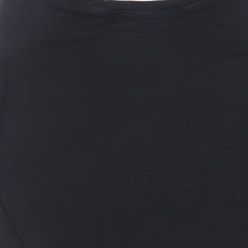Zara Womens Black Cotton Basic T-Shirt Size S Crew Neck - Shoulder Pads