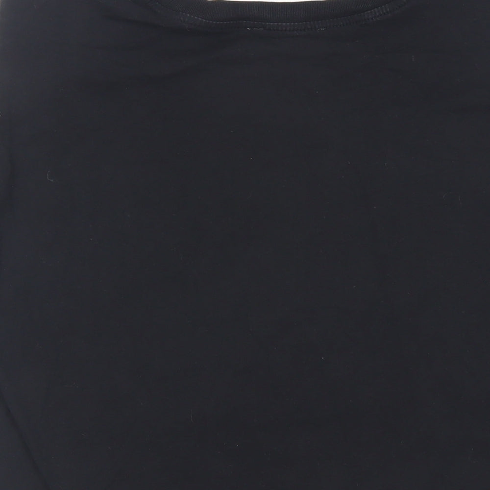 Zara Womens Black Cotton Basic T-Shirt Size S Crew Neck - Shoulder Pads