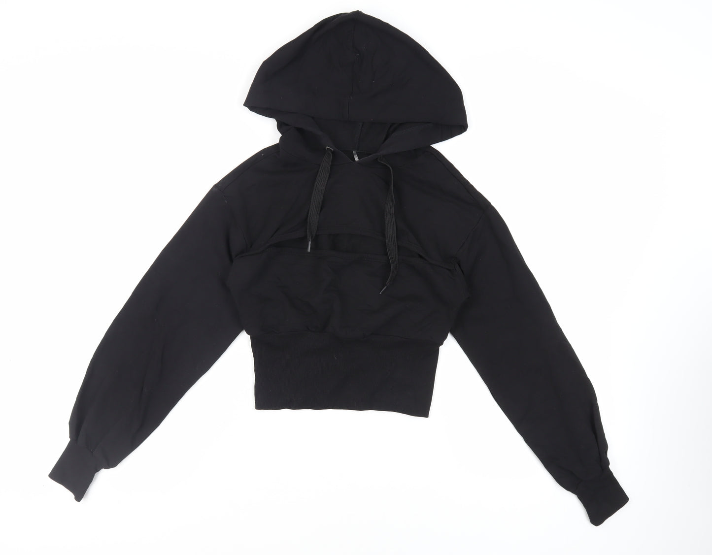 ASOS Womens Black Cotton Pullover Hoodie Size 8 Pullover - Cut Out Detail
