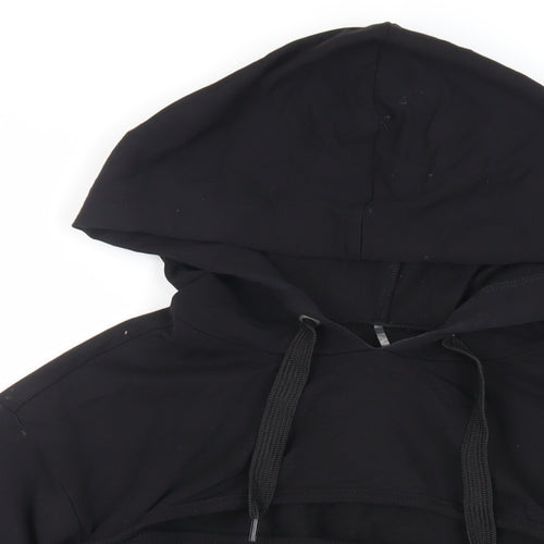 ASOS Womens Black Cotton Pullover Hoodie Size 8 Pullover - Cut Out Detail