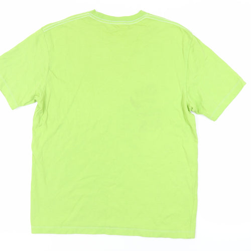 Zara Womens Green Cotton Basic T-Shirt Size M Crew Neck