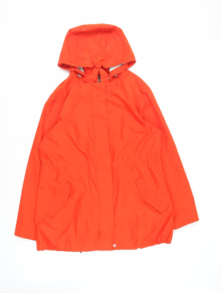 Lands' End Womens Red Rain Coat Coat Size M Zip - Hooded Water Resistant