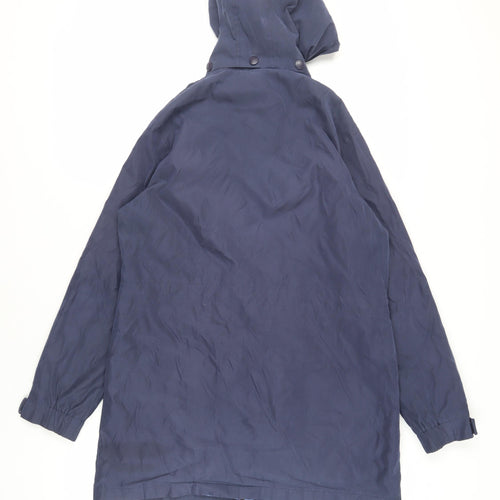 Hawkshead Womens Blue Rain Coat Coat Size 12 Zip - Hooded Water Resistant