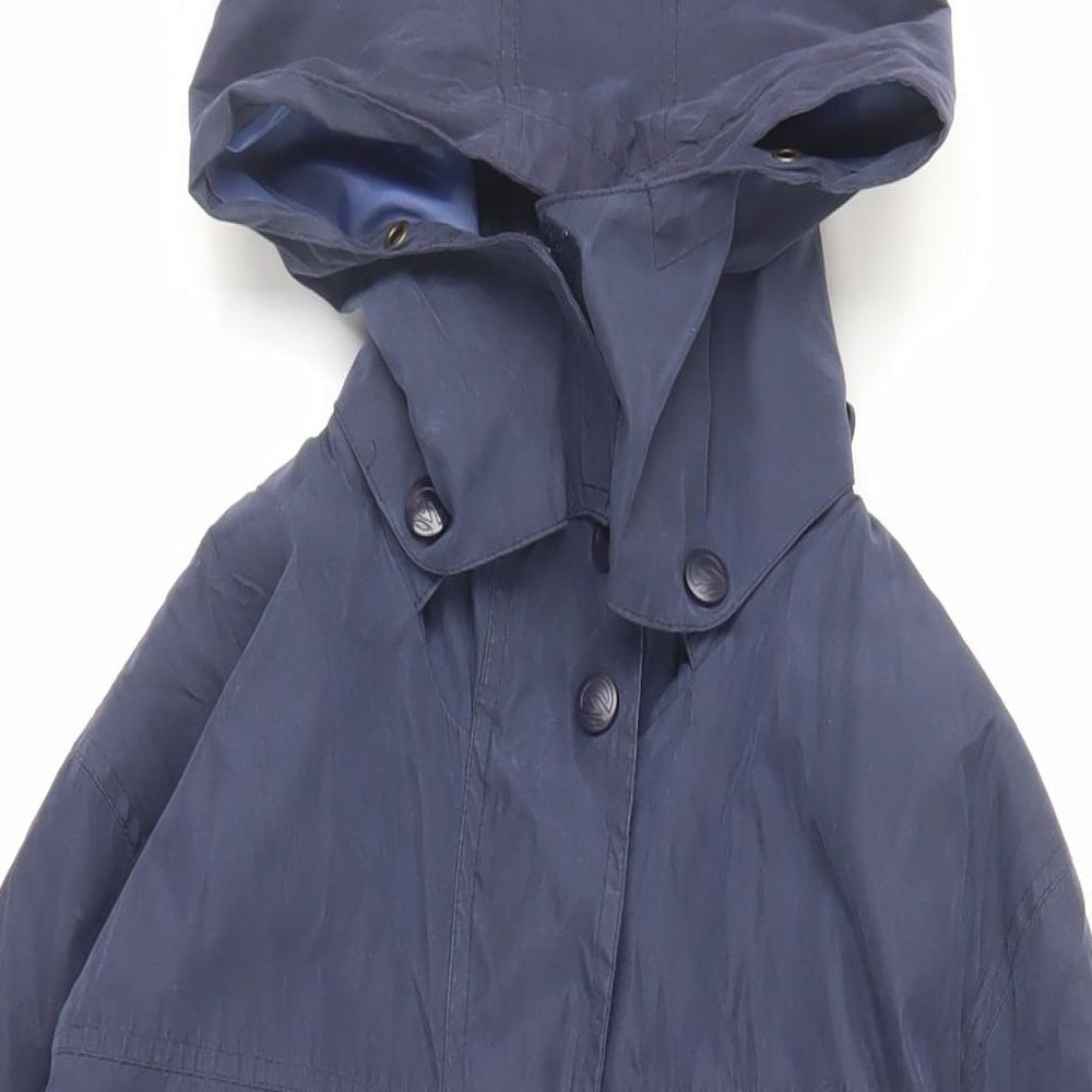 Hawkshead Womens Blue Rain Coat Coat Size 12 Zip - Hooded Water Resistant