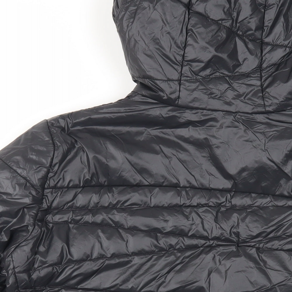 DECATHLON Womens Black Quilted Jacket Size L Zip - Hooded Zipped Pockets