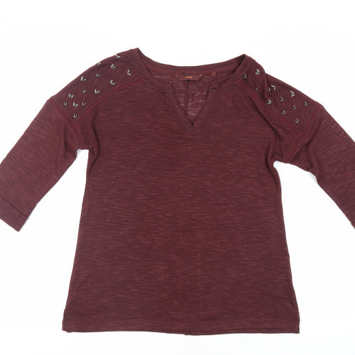 NEXT Womens Red Polyester Basic Blouse Size 12 V-Neck - Beaded