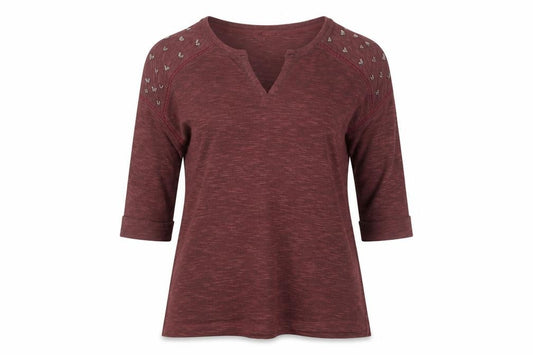 Front view of Next women’s red polyester basic blouse, size UK 12, v-neck - beaded