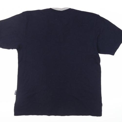 Marks and Spencer Mens Blue Cotton T-Shirt Size M Henley