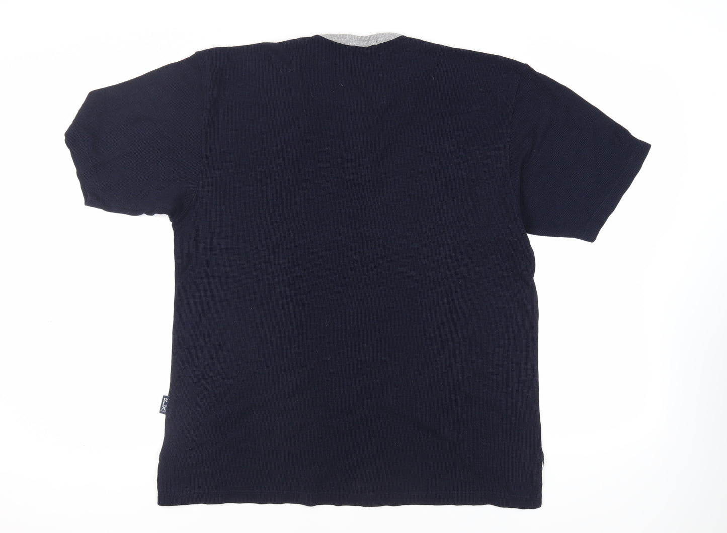 Marks and Spencer Mens Blue Cotton T-Shirt Size M Henley