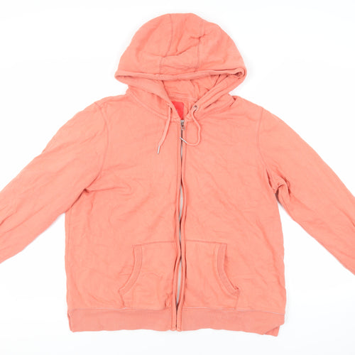 NEXT Womens Orange Cotton Full Zip Hoodie Size 18 Zip - Pockets